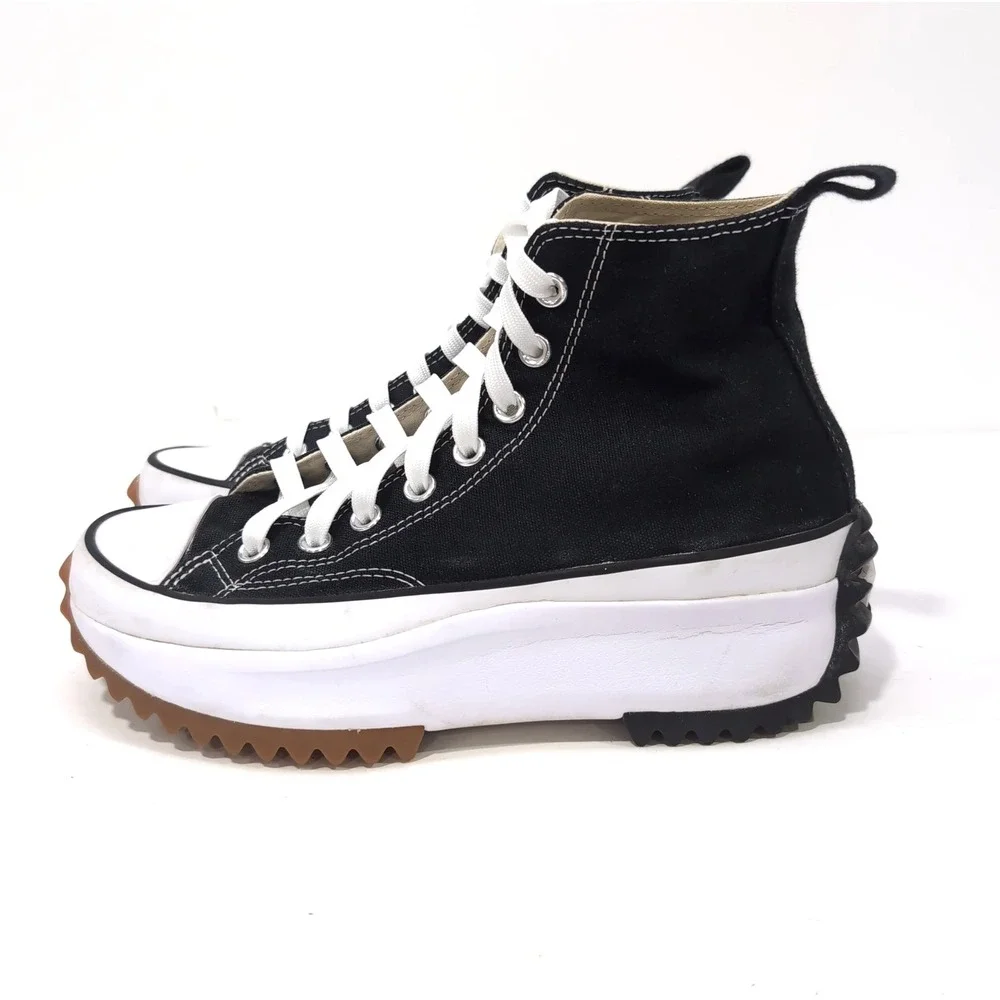 Converse Run Star Hike High Top Platform Sneakers Womens 8.5 Mens 7 Black White - Picture 4 of 16